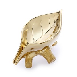 JUXYES Ceramic Soap Dish Holder Self Draining, Unique Waterfall Soap Dish Leaf Shape Decorative Soap Dish Tray Tabletop Drainable Soap Saver Bathtub Waterfall Soap Dish Holder for Bathroom Shower