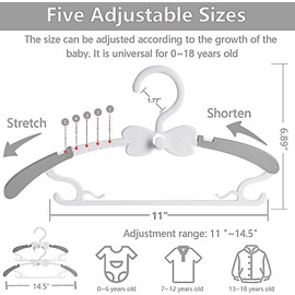 Kids Hangers for Closet - 50 Pack Baby Clothes Hangers,Adjustable Baby & Kids Hangers for Nursery,Cascading Plastic Childrens Hangers & Infant Hangers for Closet- Space Saving