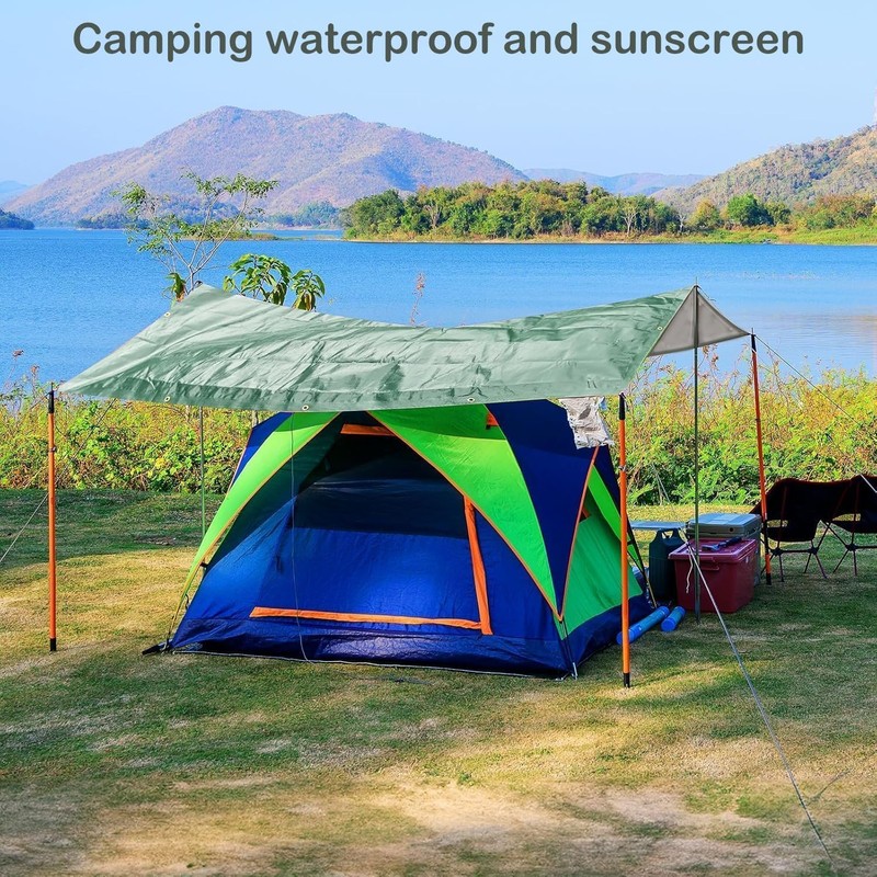 Tarps Heavy Duty Waterproof, Green/Silver 8Mil Polyethylene Tarp Cover with