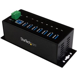 StarTech.com 7-Port USB 3.0 Hub - 5Gbps - Metal Industrial USB-A Hub with ESD Protection & 350W Surge Protection - Din Rail Wall or Desk Mountable - TAA Compliant USB Expander Hub (ST7300USBME)