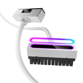 AsiaHorse Hydrus-24PIN PC PSU Extension, ATX 24PIN Motherboard Power Extension 90° Right Angle Design, 650W Power Supply, Perfect for PC Case Management & DIY Enthusiasts (White, 24Pin-ARGB)