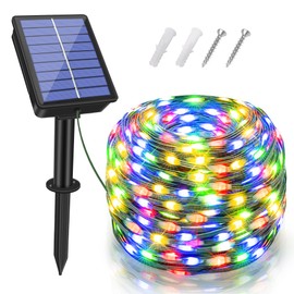 Solar String Lights 120LED 40FT, IP67 Waterproof Solar Lights for Outside with 8 Lighting Modes, Upgraded Solar Panel Fairy Lights for Garden Party Wedding Decorations (Multicolor) …