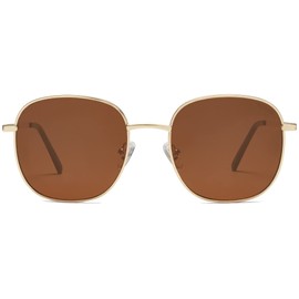SOJOS Classic Trendy Square Sunglasses for Women Men Cute Big Frame Gold Shades SJ1137, Gold/Brown