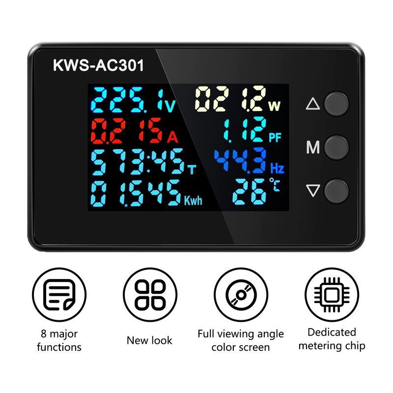 AITIAO Digital Display AC Multimeter 50-300V 0-100A Current Voltmeter with
