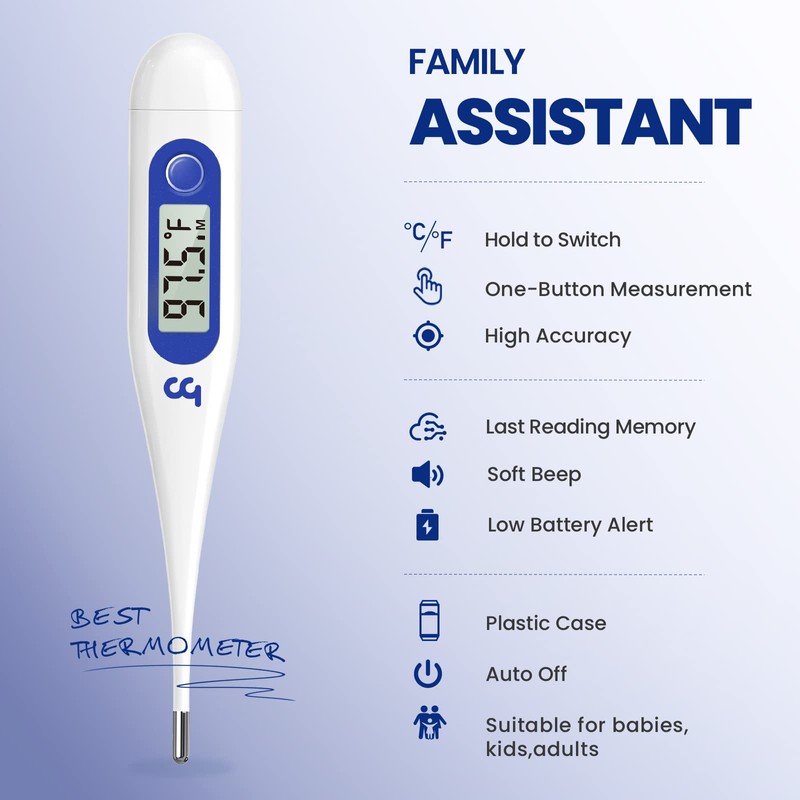 Femometer Thermometer for Adults and Kids, Digital Thermometer with Fever