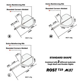 CUESOUL ROST T19 Integrated Dart Shaft and Flight,Standard Shape,Set of 3
