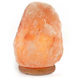 ZenGlo Himalayan Salt Lamp 6~8 Inch Tall with Dimmer Control Switch, Elegant Wood Base for Home Décor Holiday Gifts