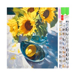 Slody Diamond Art Kit - Sunflower & Lemon DIY Painting Kit, Beginner Large Size, 5D Round Full Drill Diamonds, Craft for Adults & Home Wall Decor, Gifts 16x20 inch