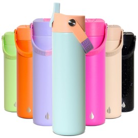 Elemental 100% Leak Proof Core Stainless Steel Water Bottle - 24 oz Double Wall Insulated Water Bottles for Travel, Sports and Gym - Reusable Bottle with Straw lid - Mint Sorbet