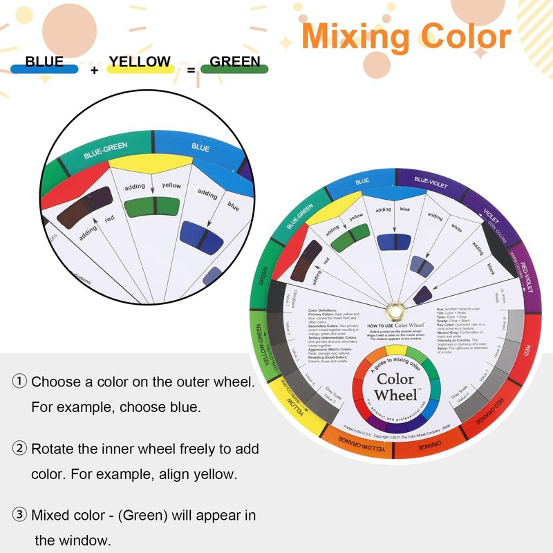 AOZUO Colour Circle, Dictionary of Colour Combinations, Colour Wheel Learning