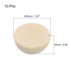 QUARKZMAN 10 Pieces Half Wooden Beads, 50mm Unfinished Hemisphere Balls Round Natural Wooden Beads for DIY Crafts, Festival Decorations