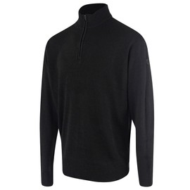 Island GREEN Mens Zip Neck Knitted Sweater - Black - XL
