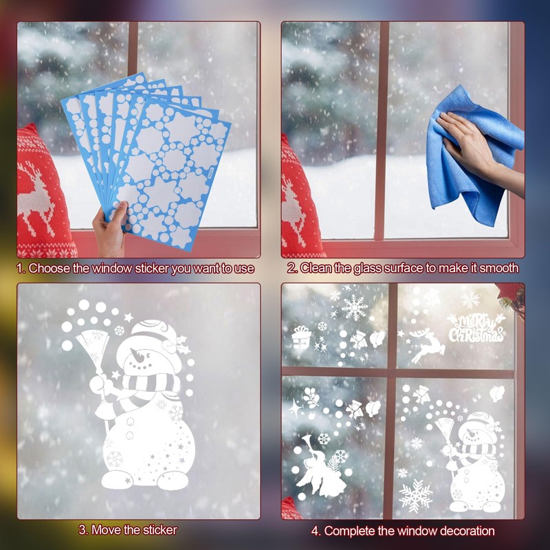6 Sheet Christmas Window Clings, Christmas Window Stickers Christmas Tree