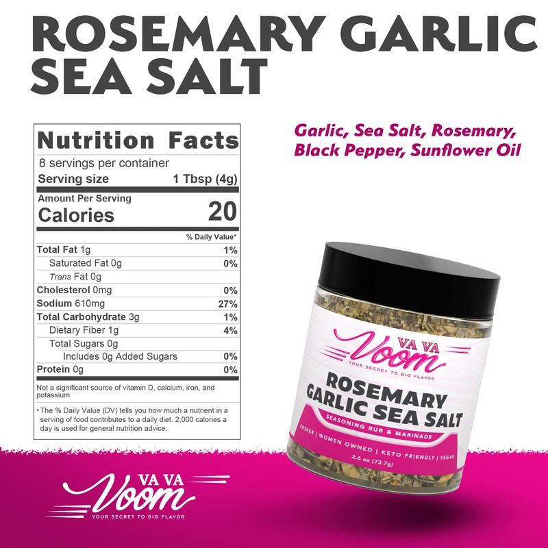 Va Va Voom Rosemary Garlic Sea Salt, 2.6 oz