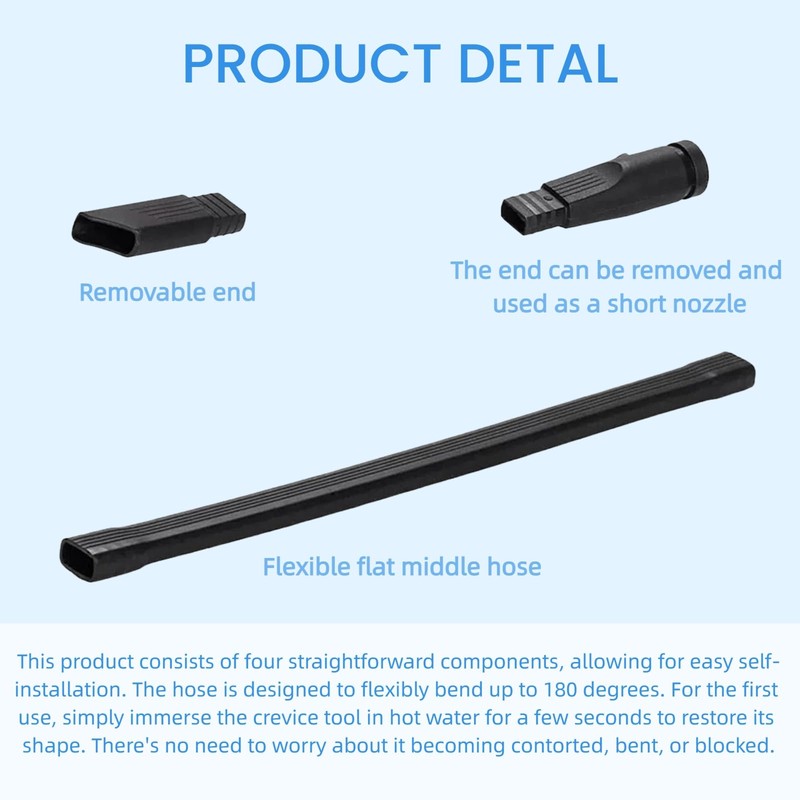 25in Flexible Vacuum Crevice Attachment Tool For All 1-1/4" or