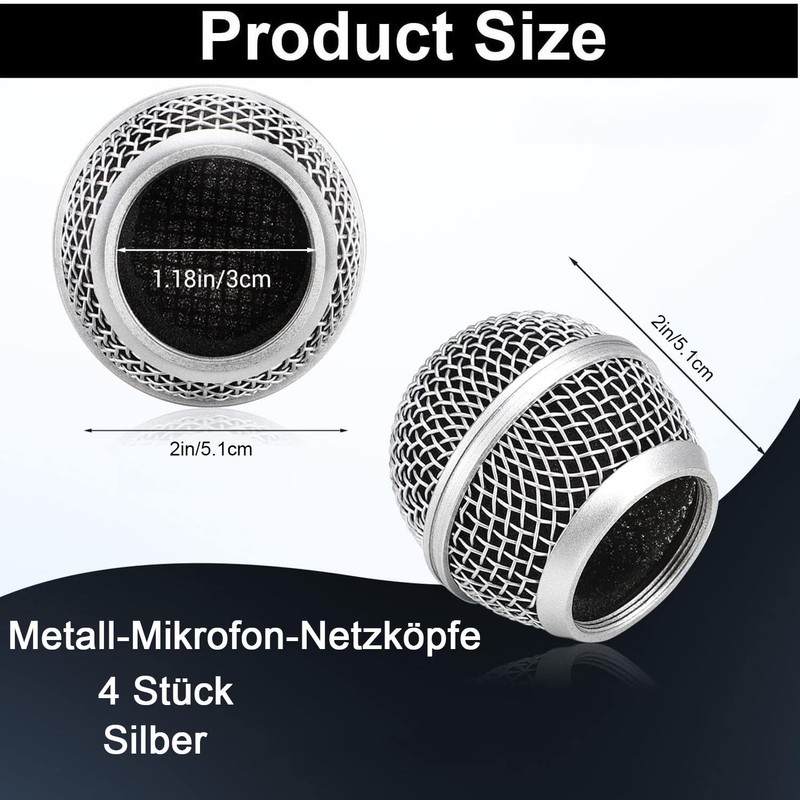 4 Pieces Metal Microphone Mesh Heads, Microphone Metal Head with