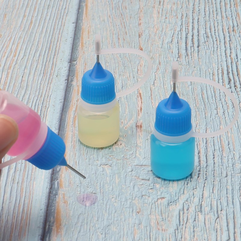 10pcs 3ml Empty Plastic Dropper Bottles Metal Needle Bottle Blue