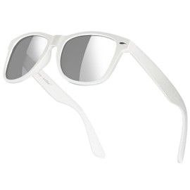 iceBoo Sunglasses Mens Womens lightweight Plastic frame vintage style unisex classic (White Frame Silver Mirrored Lens)