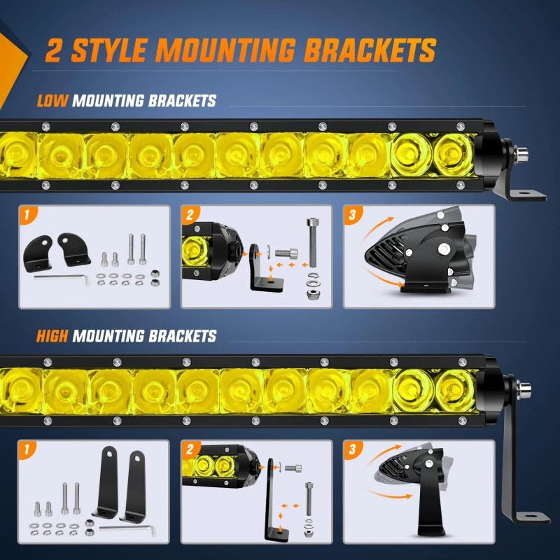 Nilight 17 Inch Amber Single Row Led Light Bar Super