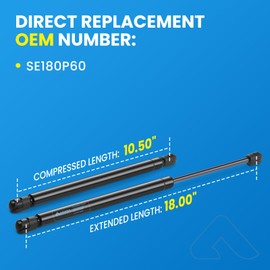 ARANA SE180P60 18 inch Gas Struts 60lb/267N, Gas Struts 18 inch Spring Shock Lift Support for Leer Camper Shell Window Pickup Topper Truck Cap Rear Window Leer Topper Replacement Parts, 2Pcs