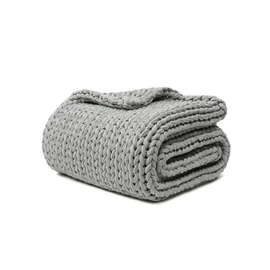 YnM 100% Cotton Weighted Blanket, Handmade Chunky Knitted Throw, No fillers Design, Soft and Breathable, Machine Washable Bed Blanket for Sleep or Home Decor (Lighte Grey, 48x72 Inch, 20lbs)