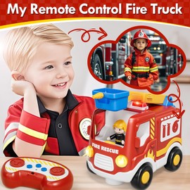 Lehoo Castle Remote Control Car, Toddler Toys with Sound and Light, RC Fire Engine Toys Car Toys Birthday Gift Present, Toys for 2 3 4 Year Old Boy Girls