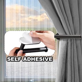 MaxMona Metal Curtain Holdbacks - Self-Adhesive Curtain Pull Backs, Curtain Hooks - No Drill Curtain Drapery Tiebacks Holders for Windows, Doors - Multi-Purpose Hooks for Home - Set of 2