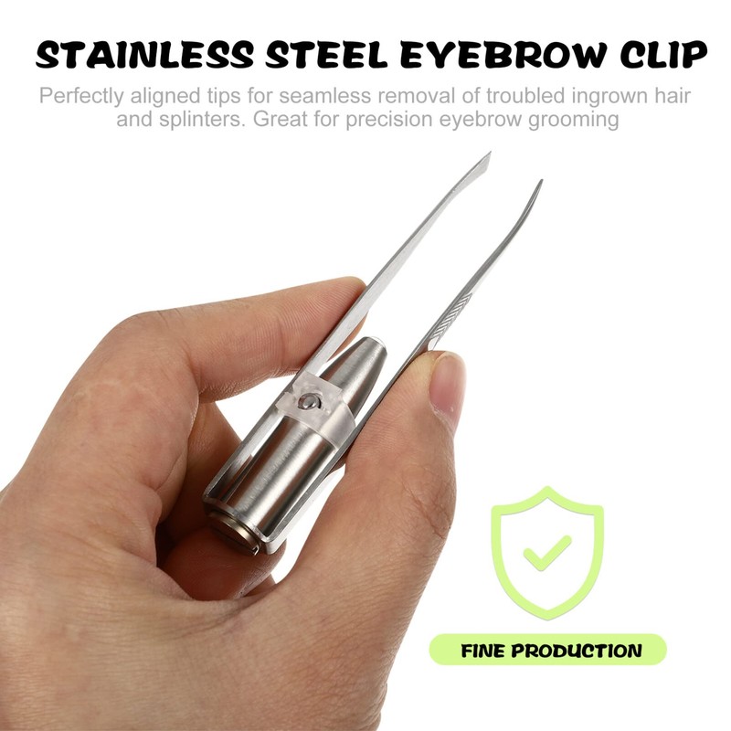 Light 2pcs Stainless Steel with LED Light, Makeup Eyelash Eyebrow