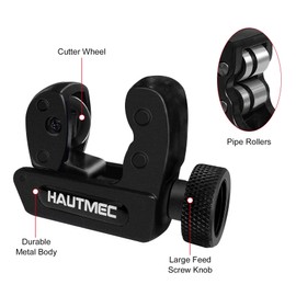 Hautmec Pro Compact Heavy Duty Mini Tube Cutter, 1/8" to 1-1/8" OD (3-30mm) Tubing Cutter, Heavy Duty Pipe Cutter for PVC, Copper, Aluminum, and Thin Stainless Steel Tube HT0133-TC