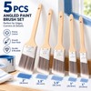 5-Piece Angled Paint Brush Set – Wood Handle Polyester Trim