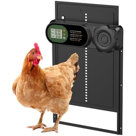 Budsom Automatic Chicken Coop Door Battery Powered, LCD Display Large Aluminum Auto Chicken Coop Opener with Anti-Pinch Sensor, Smart Timer & Waterproof for Hens, Ducks, Geese Poultry