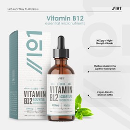 Vitamin B12 Liquid Drops 3000mcg - 60ml (2 Months Supply) - High Strength Methylcobalamin Supplement - Vegan & Vegetarian Friendly - by Alpha01