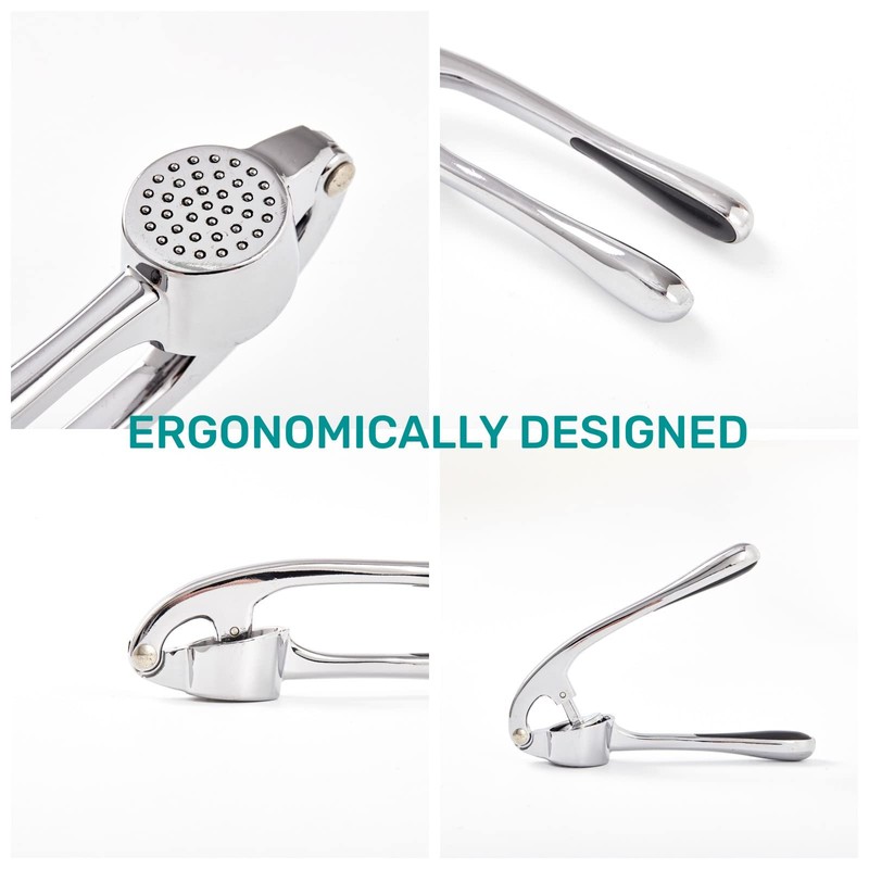 HiramWare Garlic Press, Premium Rust Proof Kitchen Garlic Mincer Crusher
