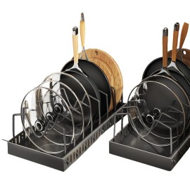 Extensible Kitchen Storage Rack Suitable for Pots Pans Dishes and Tableware Kitchen Storage Rack Metal Storage Rackcolor: Black
