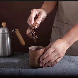 Gonzone Vintage Coffee Measuring Spoon - 304 Stainless Steel, Coffee Scoop，10g Capacity, Walnut Handle - Perfect for Coffee, Tea, and More (Rose Gold)