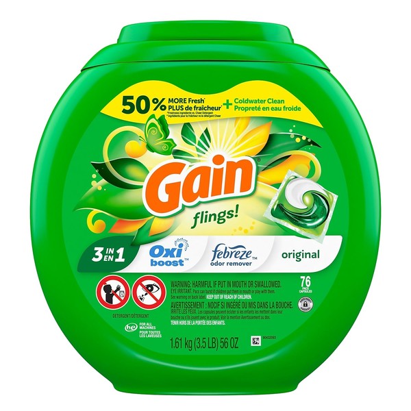 Gain Gain flings Laundry Detergent Soap Pacs HE Compatible Long