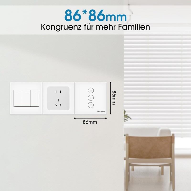 HEUXGIR WiFi Blind Switch, 86 mm Smart Roller Shutter Switch