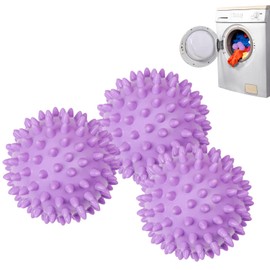 ozgram Laundry Balls, Wart Shape, Large, 3 Pieces, Purple Washing Balls, Dryer Balls, Tangle-Free, Can Be Used Repeatedly, Prevents Wrinkles on Clothes, Front-Load, PVC Material