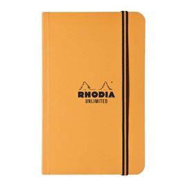 RHODIA 118558C - Unlimited Orange Elastic Notebook - 9x14 cm - Ruled - 120 Detachable Pages - White Clairefontaine Paper 80 g/m - Velvety Touch Cover