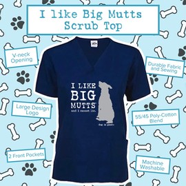Dog is Good I Like Big Mutts Scrub Parte Superior Unisex – Gran Regalo para los Amantes de los Perros, Azul Marino, XL