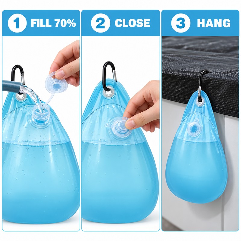 ShineTrip Fillable Pool Cover Weight Bag with Hook, PVC Winter
