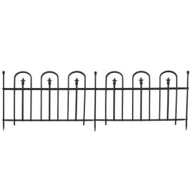 Sunnydaze Strasbourg 6' Set of 2 Steel Decorative Garden Fence Panels - 37.5" W x 30.5" H Per Panel - Black