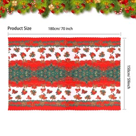 Christmas Table Cloth Rectangular Christmas Table Cover Xmas Bow Printed Tablecloth Washable Fabric Holiday Party Tablecloth Protector Christmas Theme Party Decoration for Home Party Decor 59x70 Inch