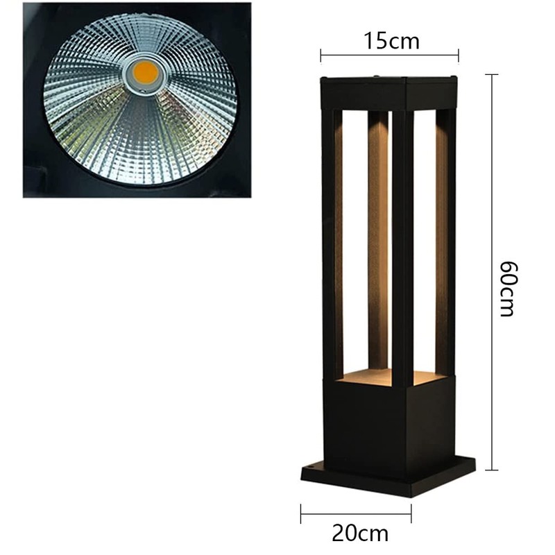SLAWA Outdoor LED Post Light 23.62" Black Square Exterior Lawn