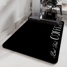 Coffee Bar Mat Rubber Dish Drying Mat For Kitchen Counter Coffee Mat for Home Bar Gift Kitchen Accessories Decorative Shop Chocolate Dish Drying Pad 19.5"X 12"