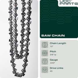 UDC Parts 3-Pieces / 10-Inch Chainsaw Chain / R40 / .043 Gauge 40 Drive Links 3/8 Pitch LP/Low-Vibration and Low-Kickback/Fits Craftsman Ryobi Husqvarna Cub Cadet