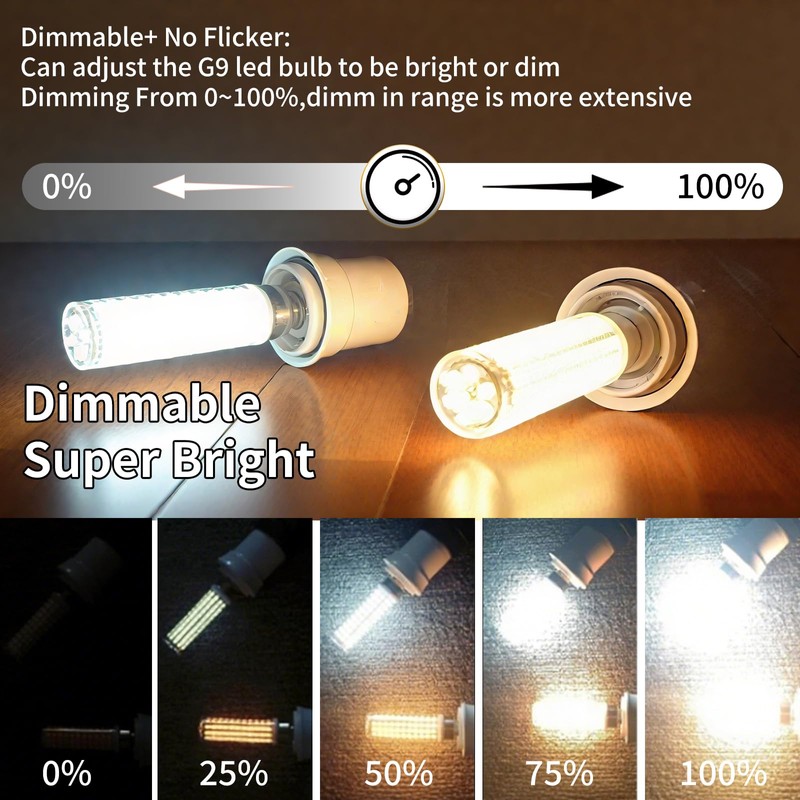 ZHENMING Dimmable G9 LED Bulb 60W 75W 80W Halogen Equivalent,