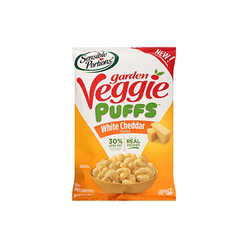 Sensible Portions Garden Veggie White Cheddar Flavored Baked Corn Puffs,
