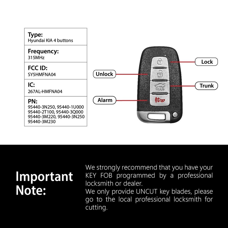 Keylessbest Key Fob Remote Replacement for 2013 2014 2015 Hyundai
