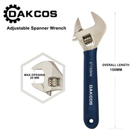 DAKCOS Adjustable Spanner，Small Adjustable Spanner Wrench with Soft Grip Handle 6 inch (150mm)